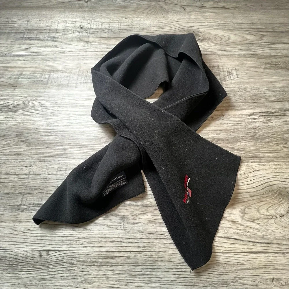 Polo Sport Scarf Mens OS Black Fleece Embroidered Logo USA Vintage Ralph Lauren